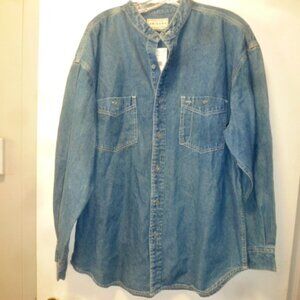 Arizona Men’s Long Sleeve Button-Down Shirt | Size L | 100% Cotton Denim